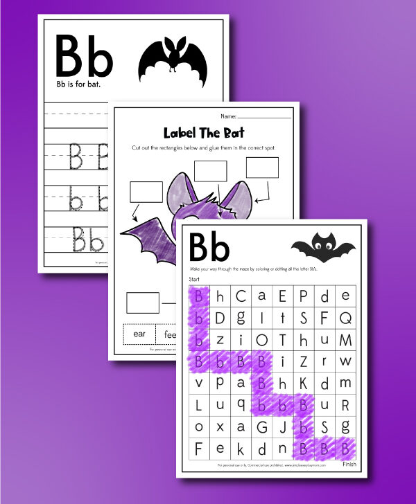 3 bat worksheets for kids
