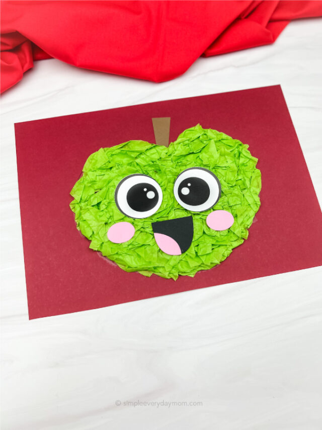 Tissue Paper Apple Craft For Kids [Free Template] Story