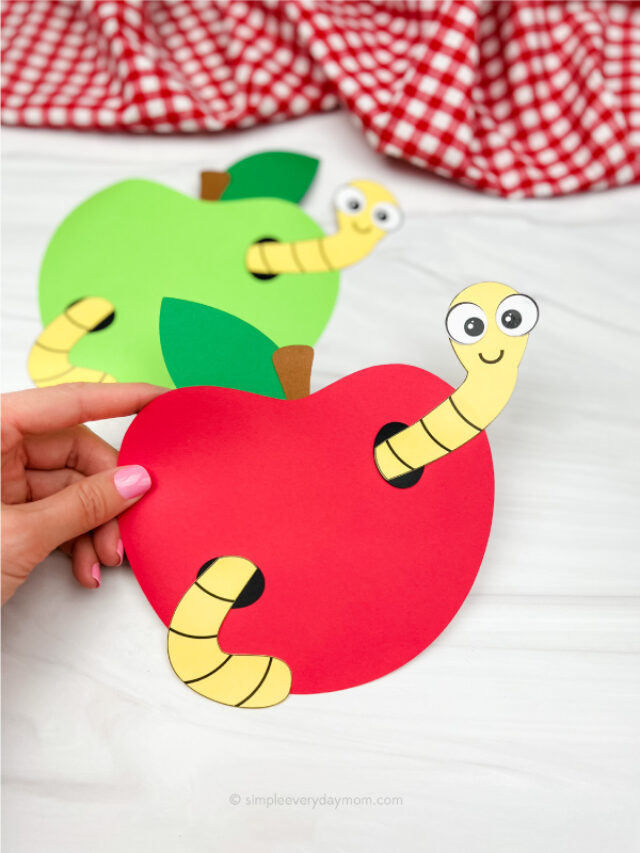 Cute Worm In Apple Craft For Kids [Free Template] Story