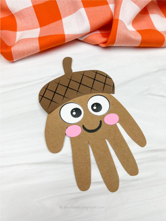 Handprint Acorn Craft For Kids [Free Template] Story