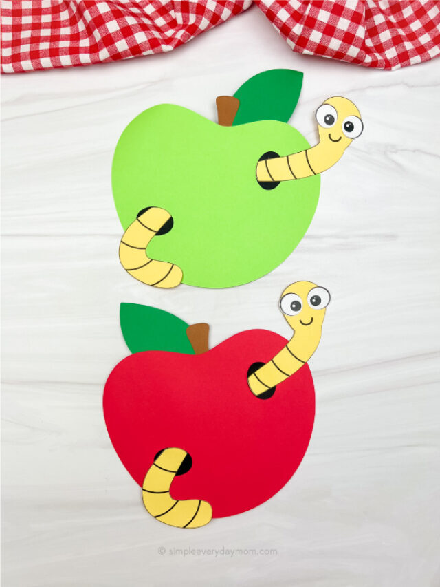 Cute Worm In Apple Craft For Kids [Free Template] Story