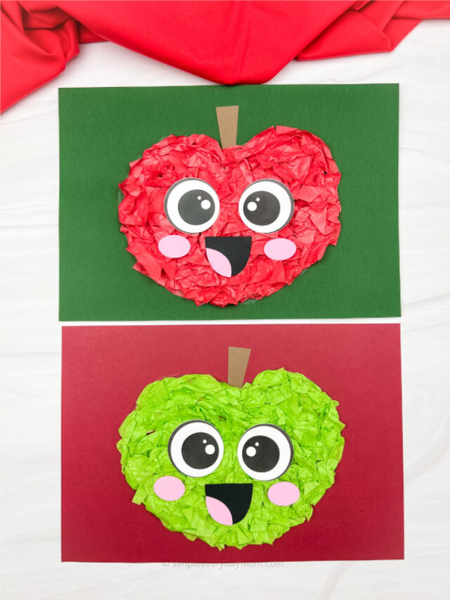 Tissue Paper Apple Craft For Kids [Free Template] Story