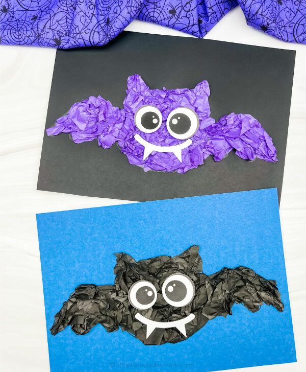 2 tissue paper bat crafts