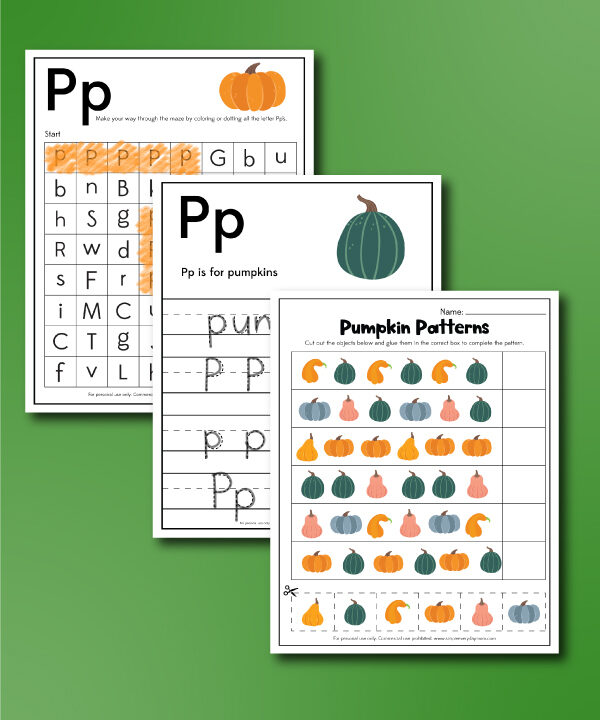 3 pumpkin worksheets for kids