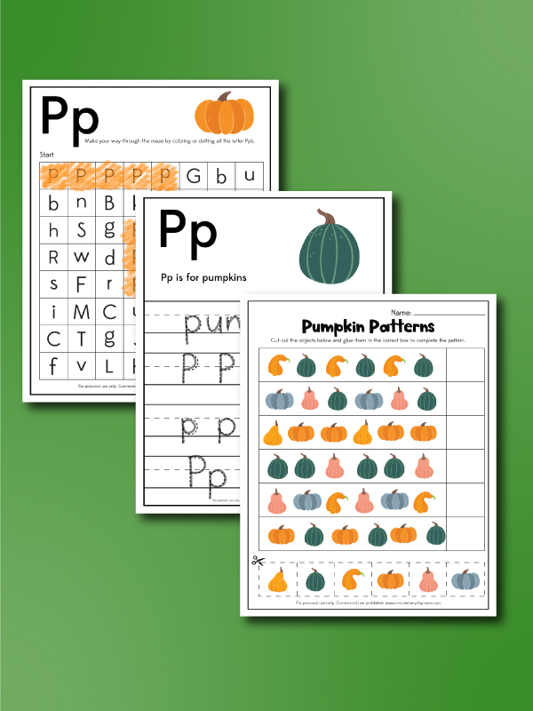 3 pumpkin worksheets for kids