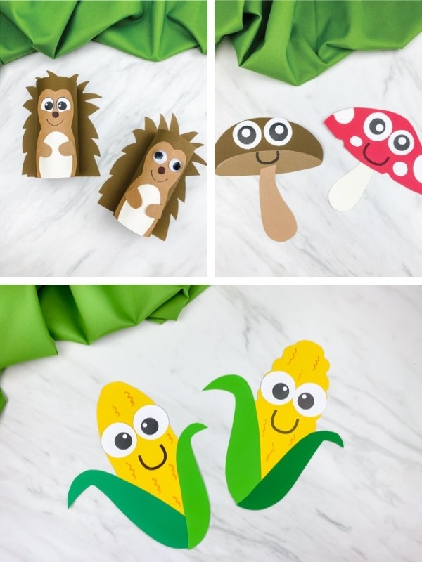 kids fall crafts image collage