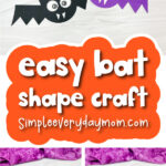 Halloween bat craft image collage with the words easy bat shape craft