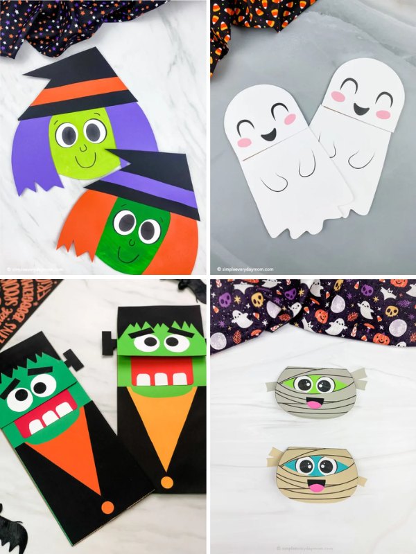 Collage image of the Halloween Kids' Crafts