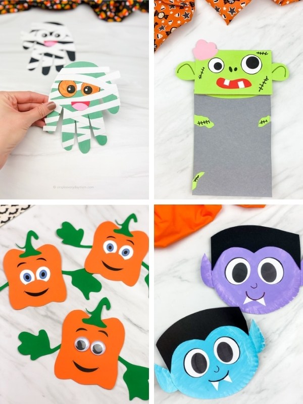 Halloween kids' crafts image collage