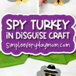 disguise a turkey craft image collage with the words spy turkey in disguise craft