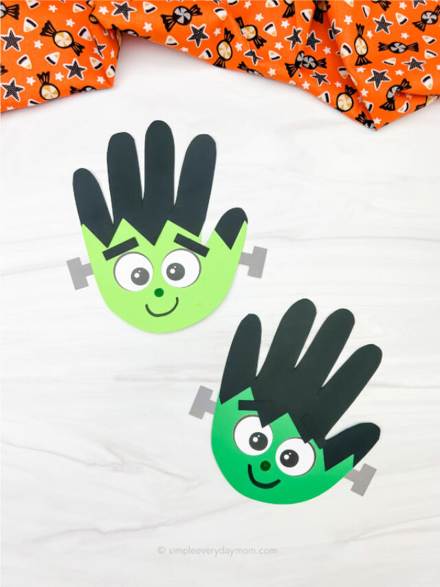 Frankenstein Handprint Craft For Kids [Free Template] Story