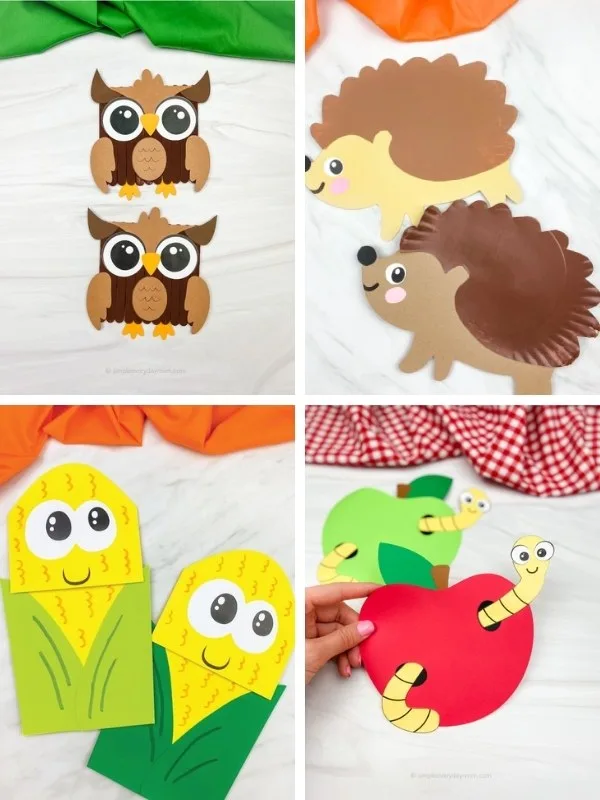 fall kids' crafts image collage