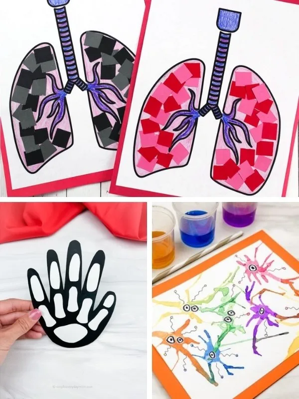 human body art and crafts for kids image collage