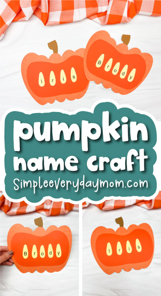 pumpkin kids' crafts image collage with the name pumpkin name craft