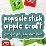 apple craft for kids image collage with the words popsicle stick apple craft