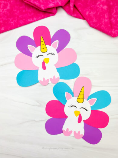 Unicorn Turkey Disguise Craft For Kids [Free Template]
