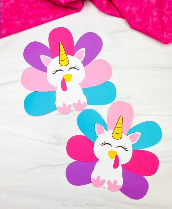 2 unicorn turkey disguise crafts