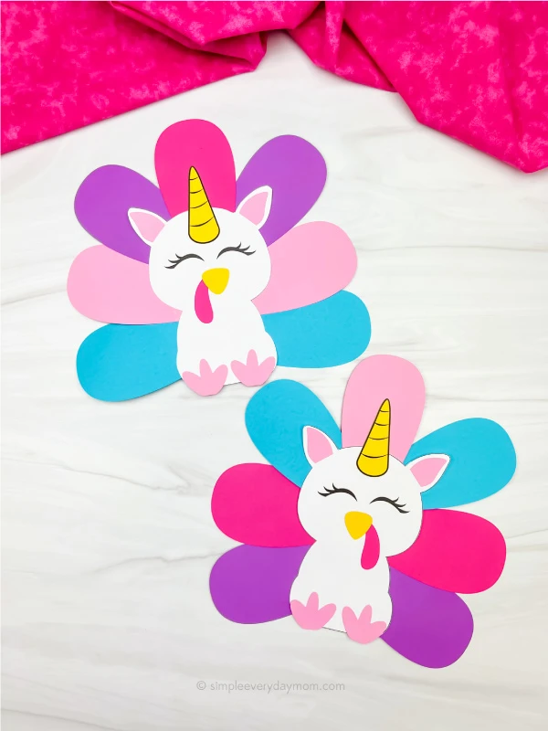 2 unicorn turkey disguise crafts