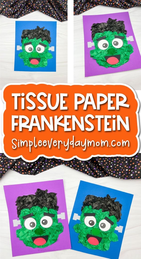 Frankenstein Tissue Paper Craft For Kids [Free Template]