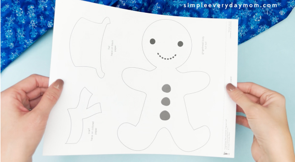 hand holding gingerbread man snowman disguise craft template