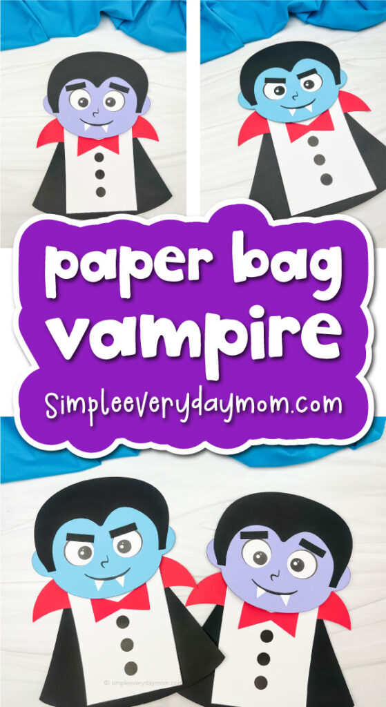 vampire kids' craft image collage with the words paper bag vampire