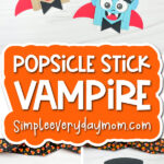 vampire crafts image collage with the words popsicle stick vampire