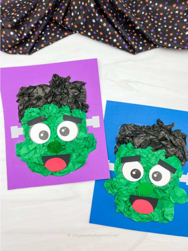 Frankenstein Tissue Paper Craft For Kids [Free Template] Story
