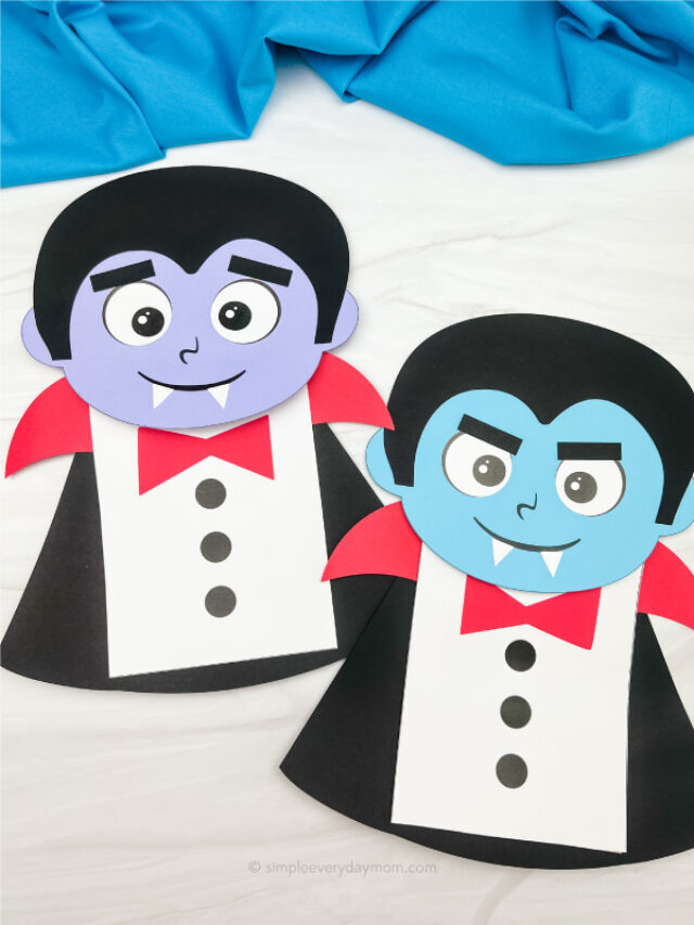 Vampire Paper Bag Puppet Craft For Kids [Free Template] Story