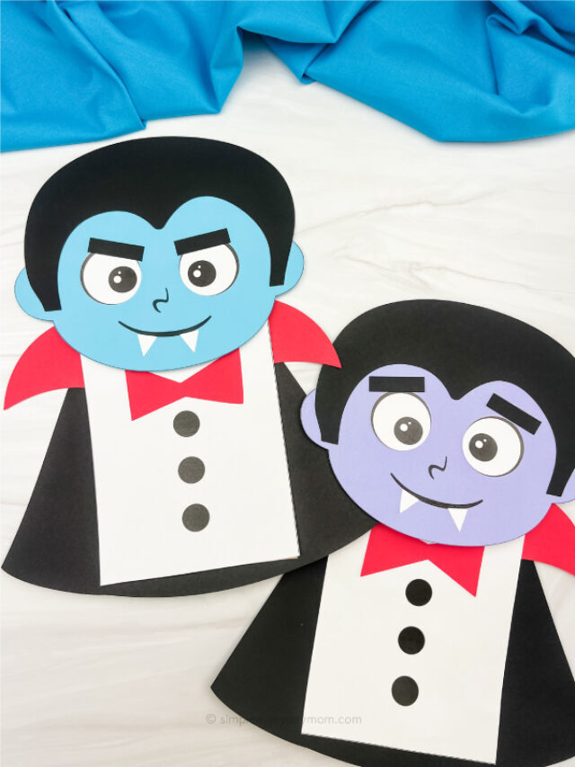 Vampire Paper Bag Puppet Craft For Kids [Free Template] Story