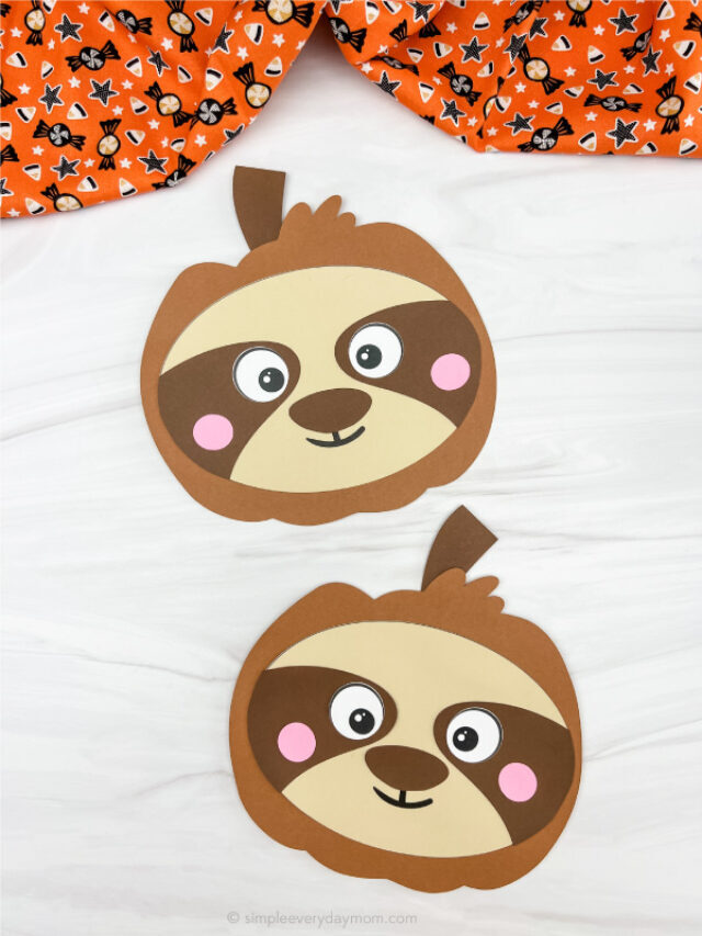 Sloth Pumpkin Craft For Kids [Free Template] Story