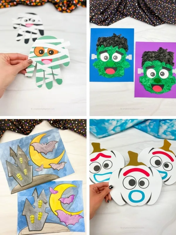 Halloween art and crafts for kids image collage 