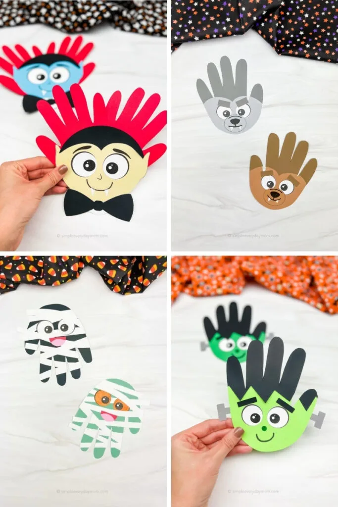 handprint Halloween kids' craft image collage