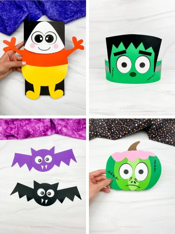 Halloween kids' crafts image collage 