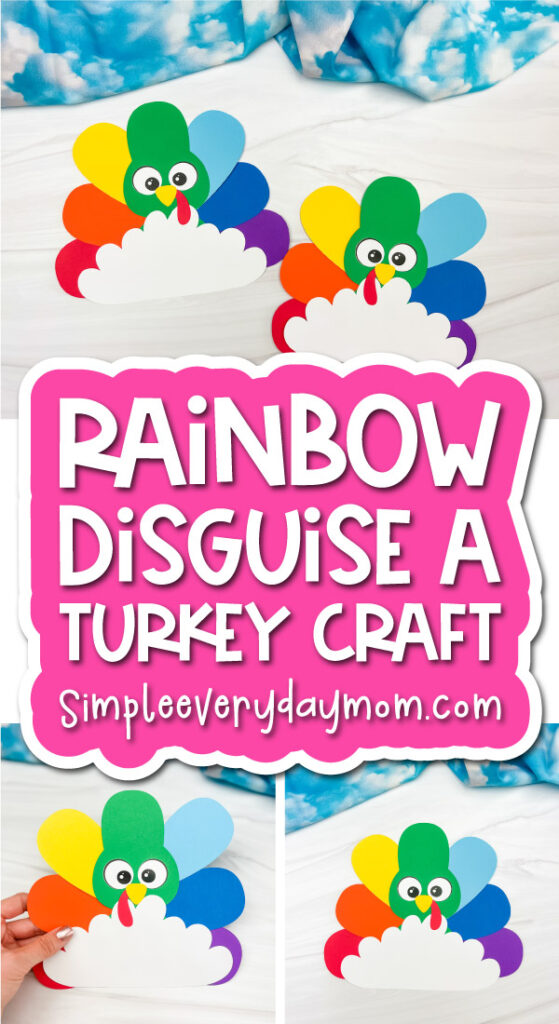 disguise a turkey craft image collage with the words rainbow disguise a turkey craft