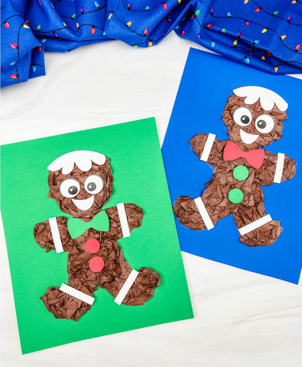 2 gingerbread man tissue paper crafts