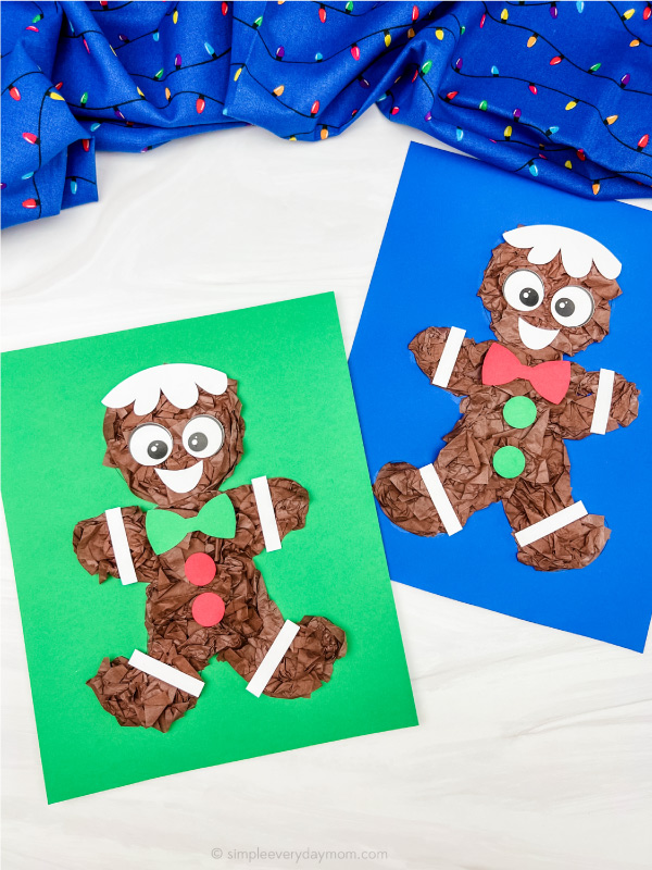 2 gingerbread man tissue paper crafts