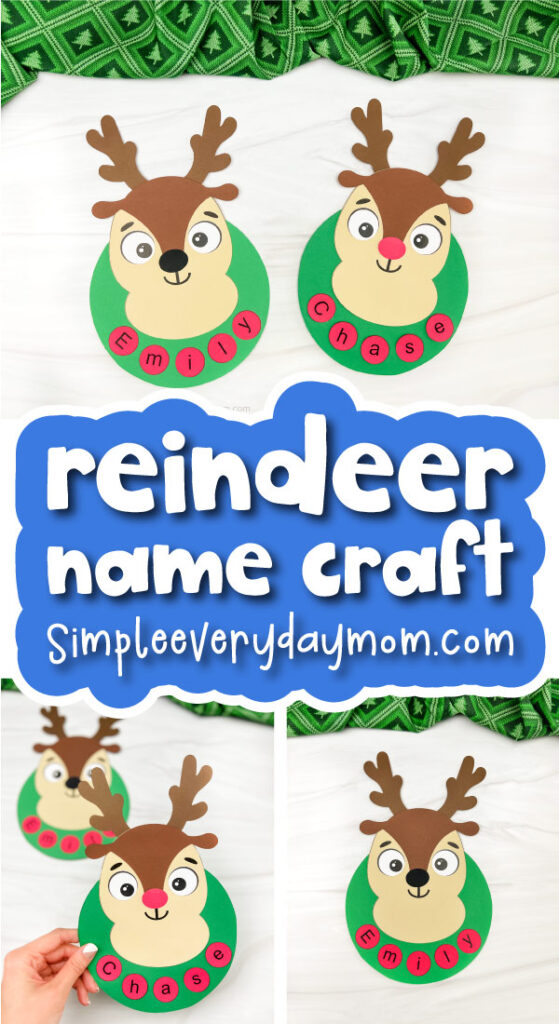 reindeer kids' craft image collage with the words reindeer name craft