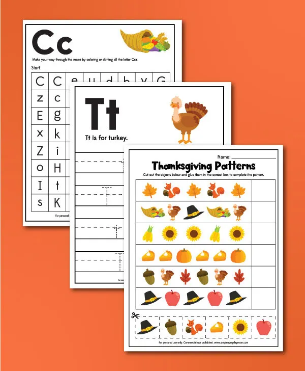 Thanksgiving worksheets for kids
