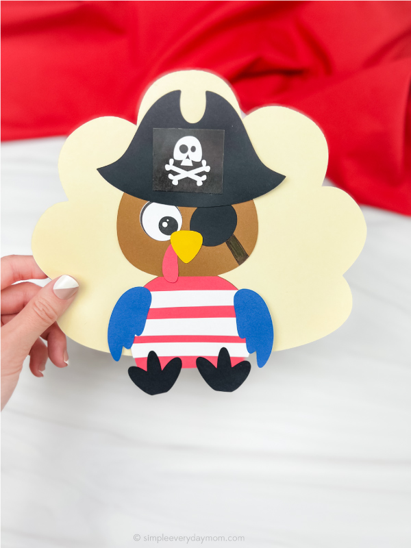 hand holding pirate turkey disguise craft