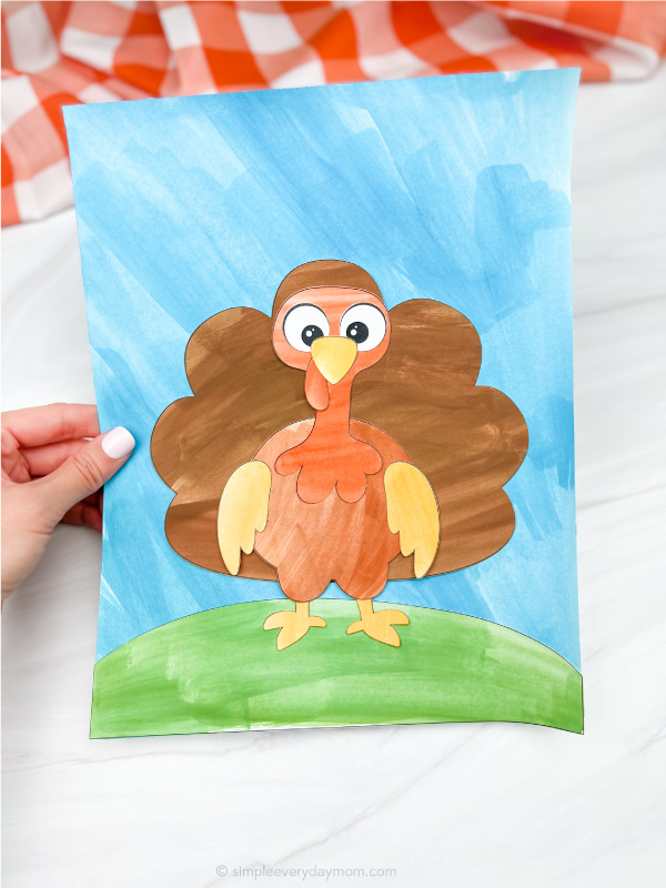 hand holding turkey art project
