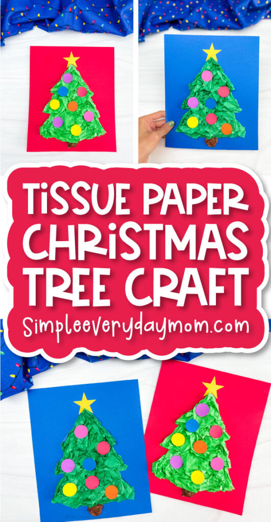 finished Christmas tree tissue paper craft banner image