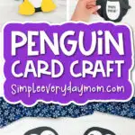 penguin craft image collage with the words penguin card craft