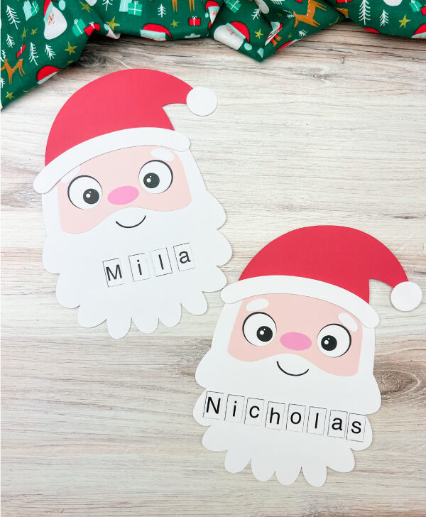 finished Santa name craft , two side by side