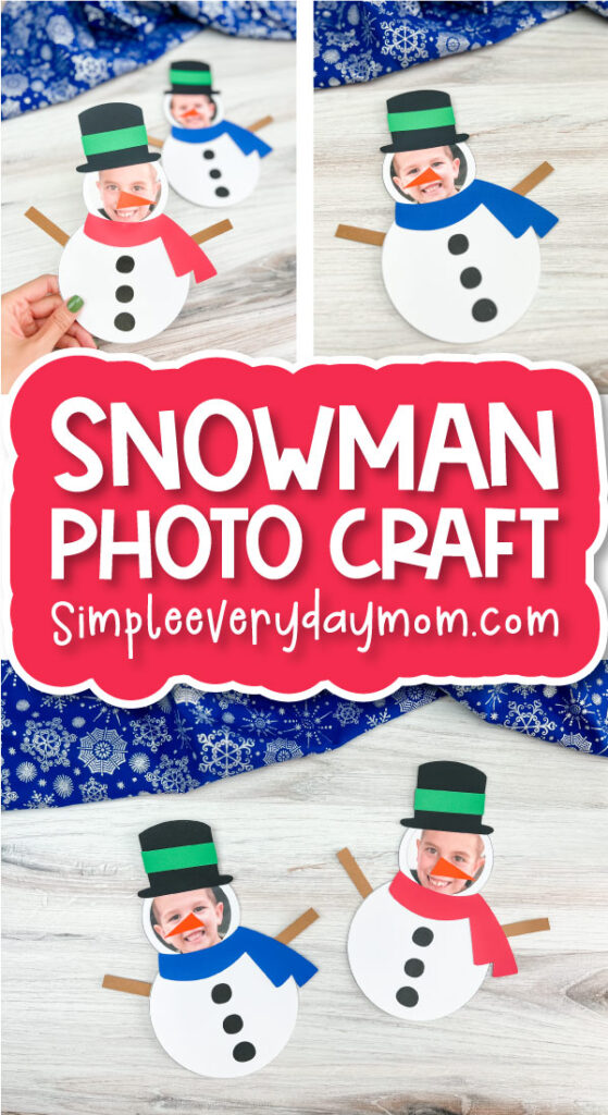 Snowman photo craft cover image with finished craft in background
