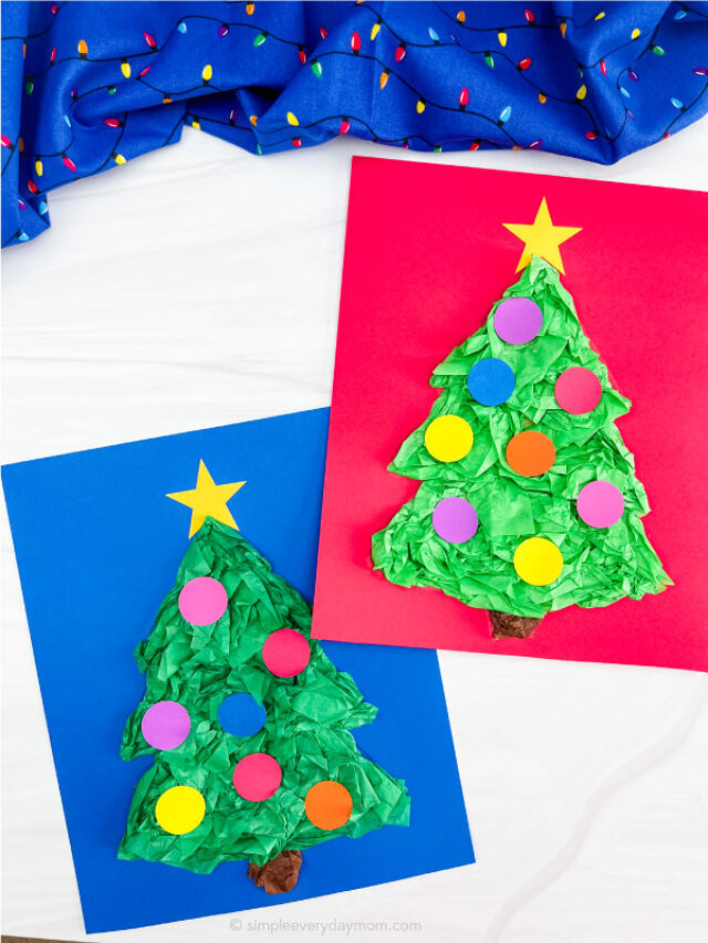 Christmas Tree Tissue Paper Craft For Kids [Free Template] Story