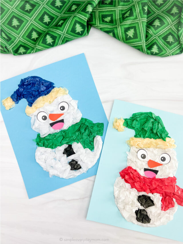 Snowman Tissue Paper Craft For Kids [Free Template] Story