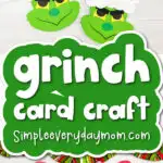 kids' Grinch craft with the words Grinch card craft