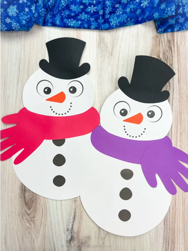 2 snowman handprint crafts
