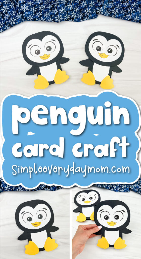 penguin craft image collage with the words penguin card craft