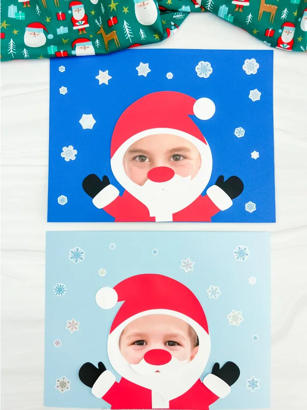Two variations of finished Santa photo craft